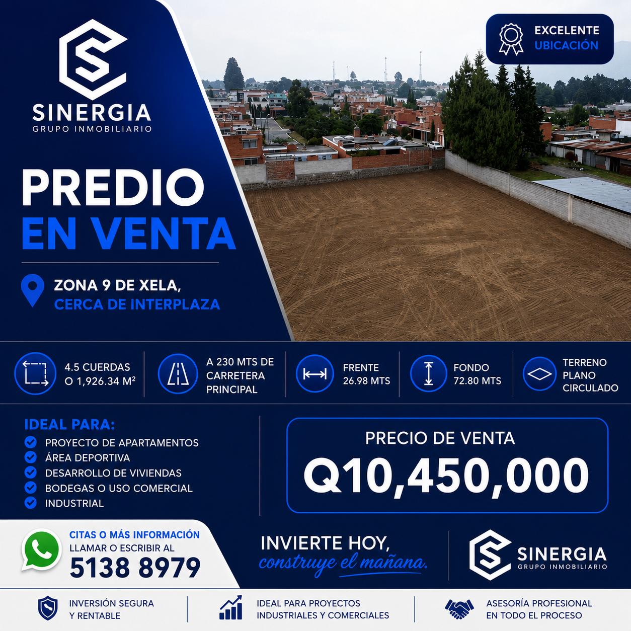 Predio en Venta Zona 9, Xela — Cerca de Interplaza